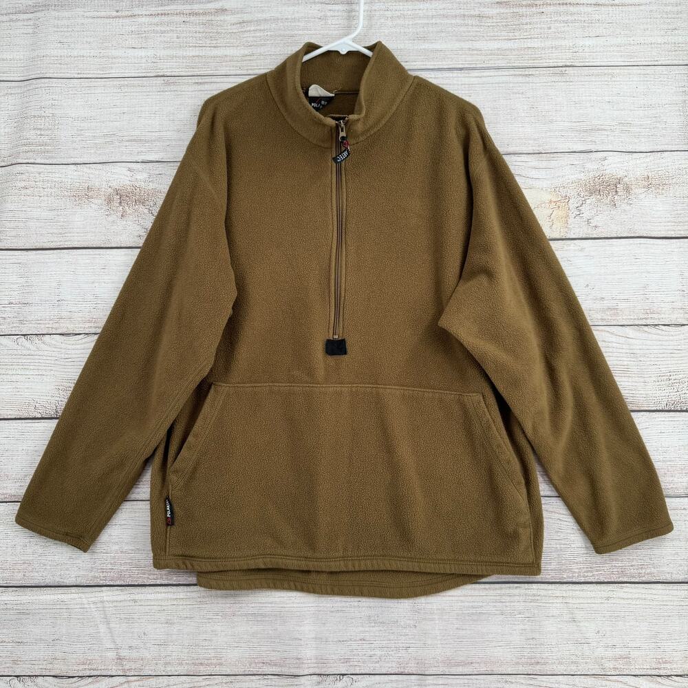 Peckham Polartec USMC Fleece Pullover Jacket Mens XL Coyote Brown 1/4 Zip